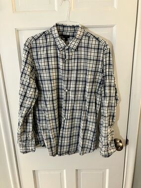 J. Crew Navy and White Plaid Button-Down Shirt
